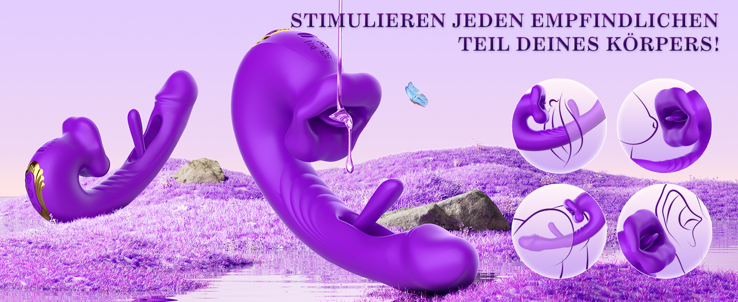 Вібратор для жінок Dildo з 10 режимами вібрації та 10 смаками язика, стимулятор клітора, для пар