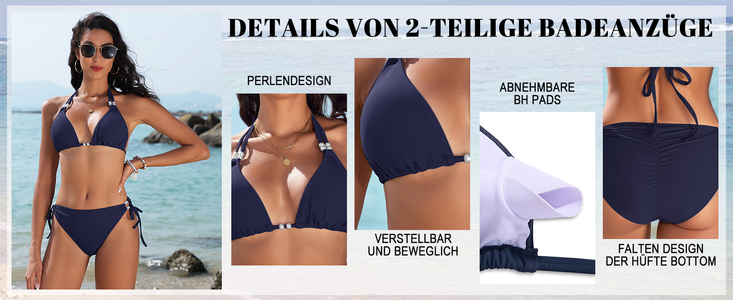 Сексуальний жіночий купальник-бікіні Triangel з шнурівкою, push-up, з перлами, чорний