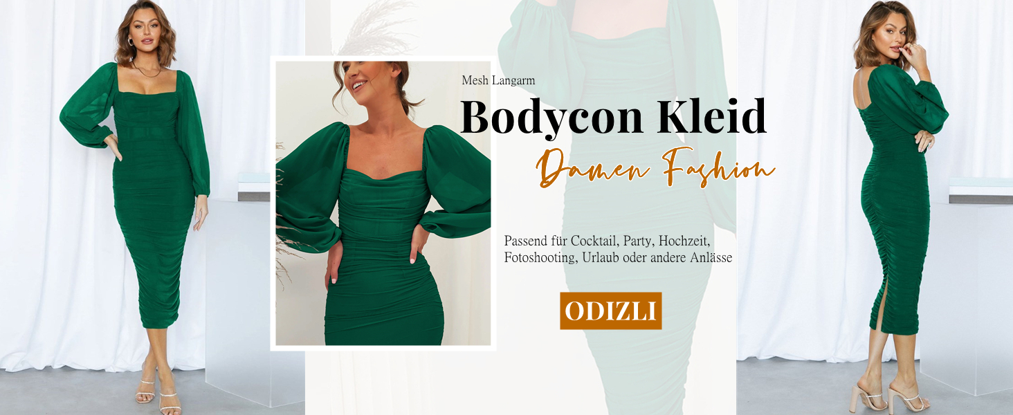 Сукня-боді Odizli з мереживом, довгим рукавом та облягаючим силуетом, міді, чорна - для вечірок та свят