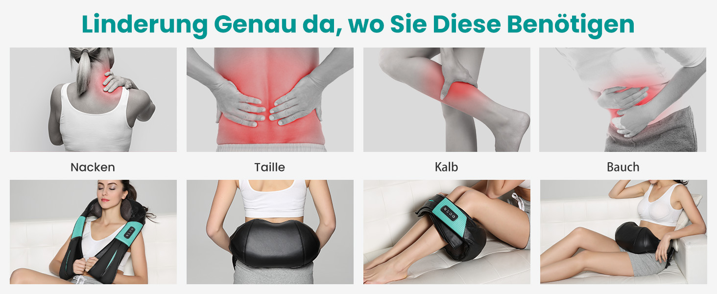 Масажер для шиї та плечей Nekteck 3D Shiatsu з підігрівом, глибокий тканинний масажер для спини та стоп для зняття м'язового болю, синій
