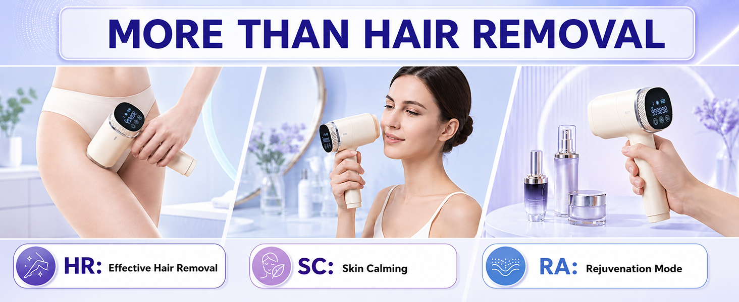IPL-епілятор для дому з охолодженням (Ice Cooling), 3-в-1, 9 рівнів інтенсивності, 21Дж, з магнітними насадками для обличчя, пахв та бікіні, унісекс, Cream White