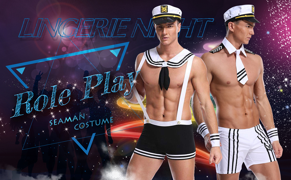 Костюм моряка чоловічий VENI MASEE для вечірки, косплей, рольова гра, комплект (1 шт), блакитний, універсальний розмір