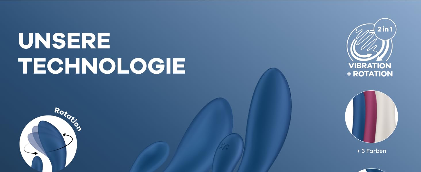 Satisfyer Spinning Rabbit - вібратор-зайчик | Стимуляція G-точки та клітора | Іграшка для дорослих з силікону | 12 вібрацій та 5 програм обертання | Blue