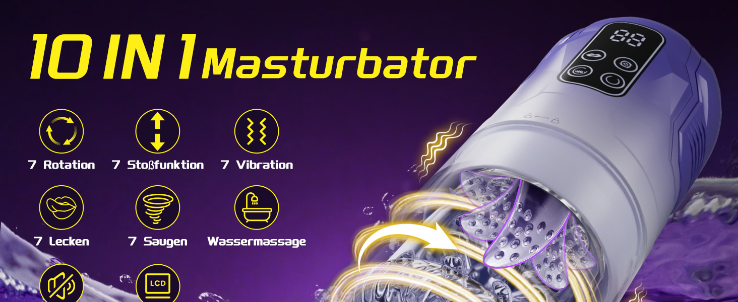 Електричний мастурбатор для чоловіків з телескопічною конструкцією, ротацією, вібрацією та функцією соски. Масажер для пеніса, секс-іграшка.