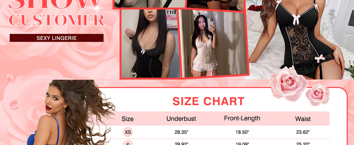 Сексуальний жіночий комплект спідньої білизни: боді з квіткового мережива, стрінги, пояс для панчіх, бантик, A-чорний L