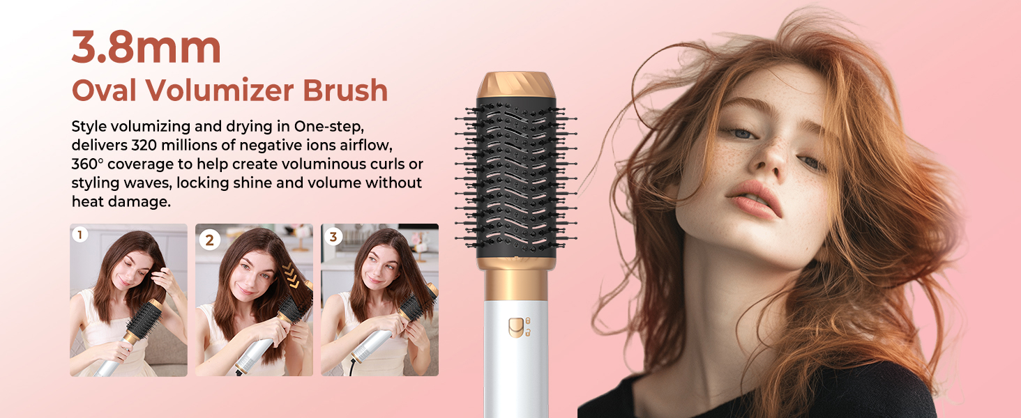 Мультистайлер для волосся 6 в 1 MogaWave Hairstyler Pro Airbrush: фен-щітка, автоматичний курлер та вирівнювач для об'єму, завивки та гладкості, бежевий