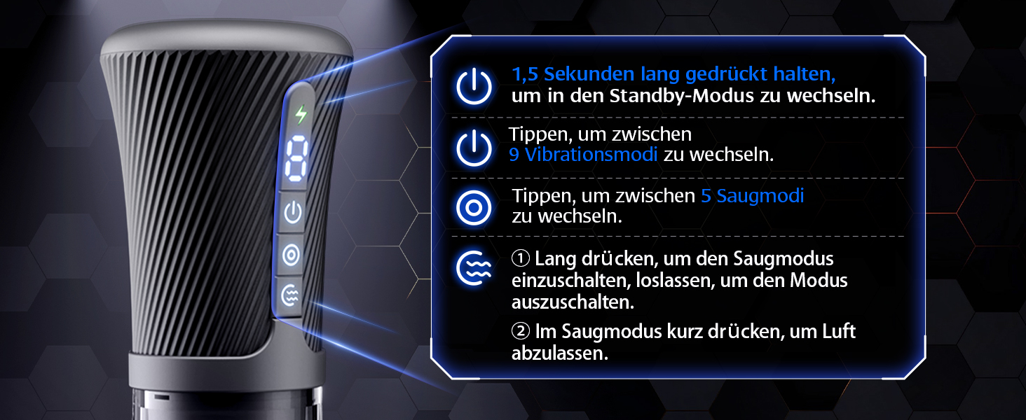 Електричний секс-іграшка для чоловіків Gobeken: вібрація, вакуум, керування через додаток, мастурбатор, пеніспампуватор, 2 лінійки
