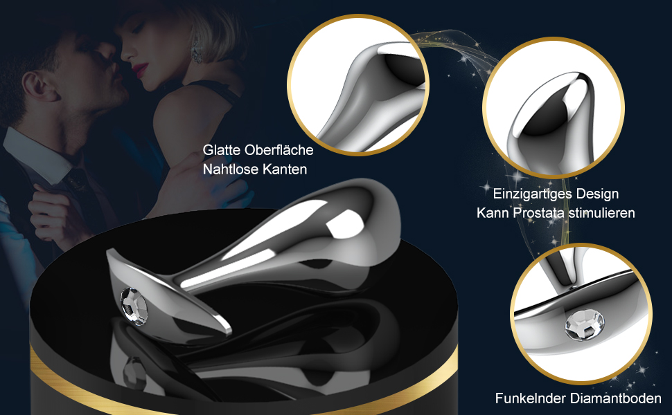 Набір анальних пробок Yivans (24мм, 29мм, 36мм) з металу, кристали, діаманти, для пар, жінок та чоловіків