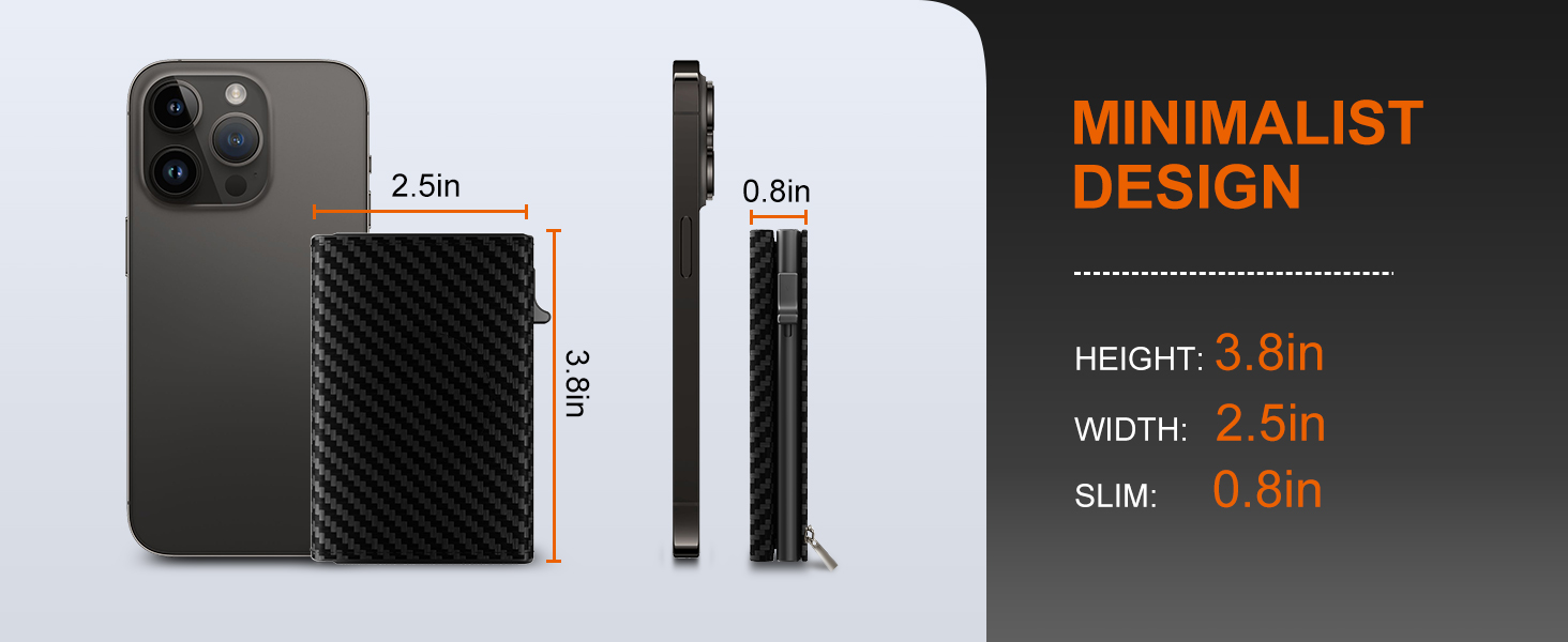 Чоловічий картхолдер dwnkove Slim Wallet з RFID-захистом, відділенням для монет та вікном для ID, смарт-гаманець Pop-Up з карбоновим дизайном, чорний