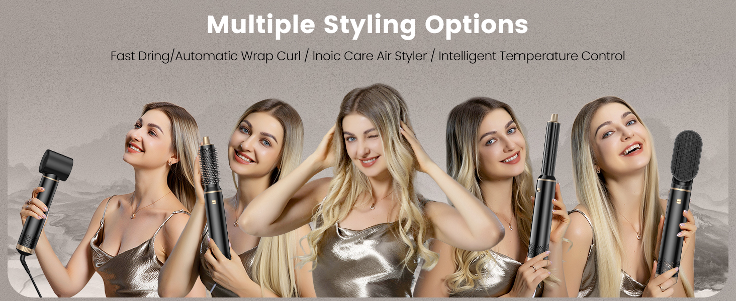 Мультистайлер для волосся 5 в 1 Haarstyler 1000W: фен-щітка, гофре, вирівнювач та насадки для завивки, білий