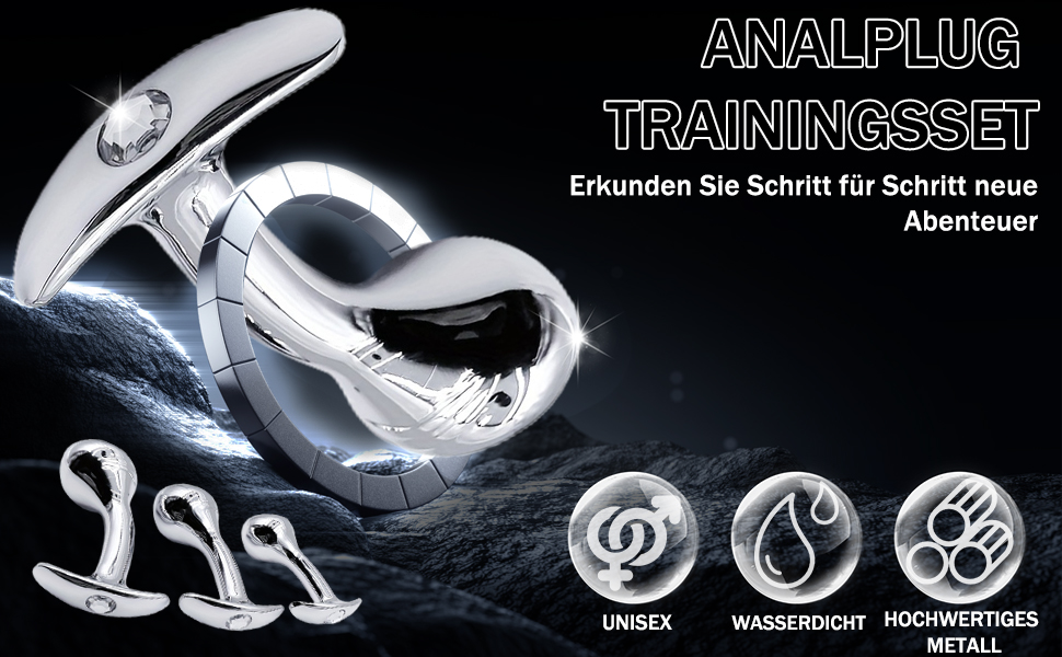 Металевий набір анальних заглушок HXLXW, S/M/L, стимуляція простати, для чоловіків та жінок