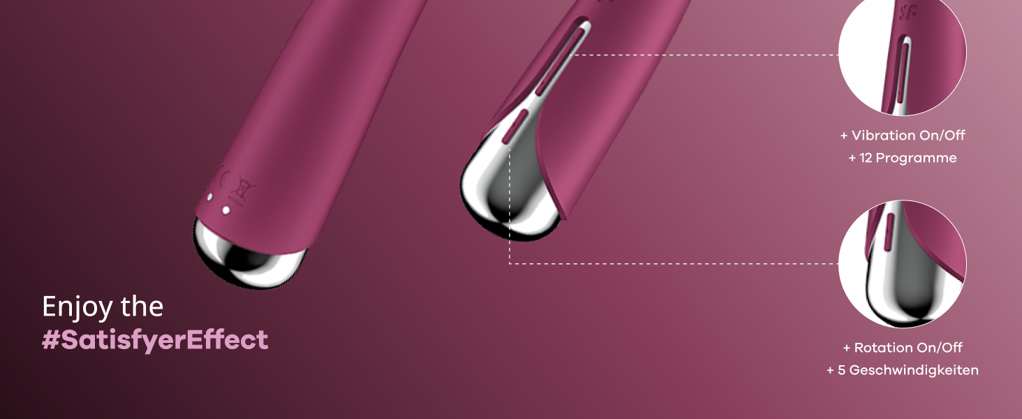 Вібратор для жіночих статевих органів Satisfyer Spinning G-Spot 1, 16,5 см, 12 вібрацій та 5 програм ротації, водонепроникний (IPX7), колір: Ягода