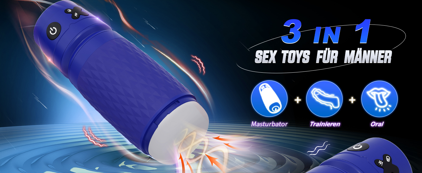 Іграшка для чоловіків Eanatoys Masturbieren – мастурбатор з 3 сосками, 4 вібраторами, 3D реалістична вагіна, функція імітації оргазму, портативна секс-іграшка, блакитна