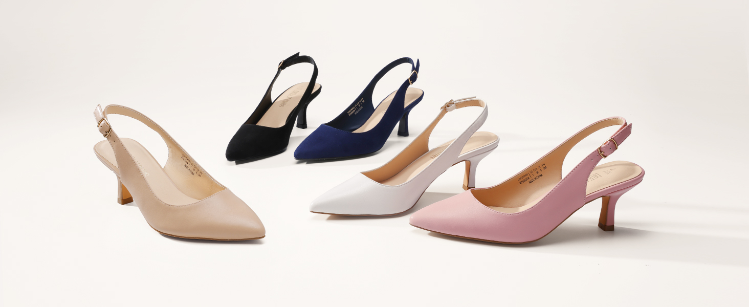 Жіночі туфлі-човники Dream Pairs Slingback на підборах, білі, екошкіра (PU), розмір 39 EU
