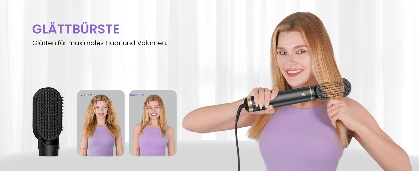 Мультистайлер для волосся 5 в 1 MogaWave Airstyler Pro 1000W: фен-щітка, плойка для локонів, об'ємний стайлер з іонізацією, чорний