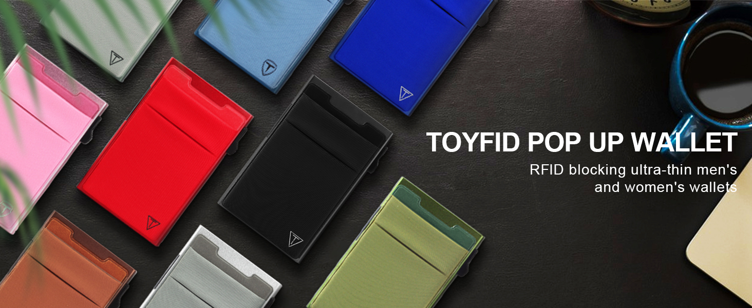 Мінімалістичний RFID гаманець-картхолдер TOYFID з Pop-up механізмом та відділенням для монет, чорний