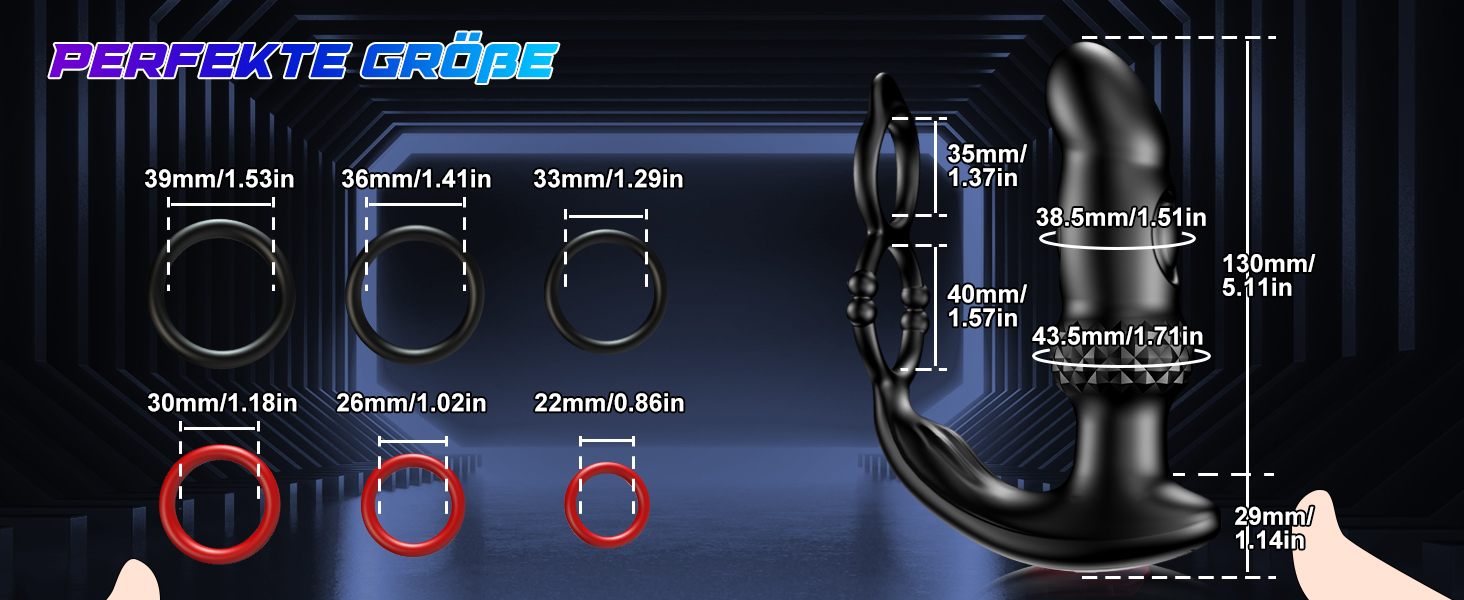 Анальний вібратор для чоловіків з пультом керування та кільцями для пеніса - 7 режимів вібрації, 3 насадки