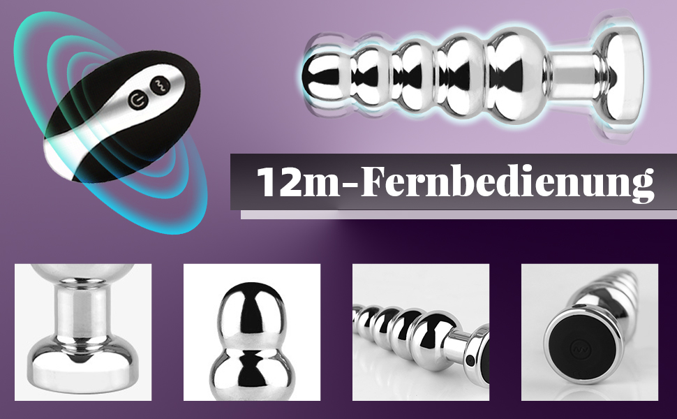 Вібратор для анального сексу AMAZBEE з дистанційним керуванням, 10 режимів, масажер простати, металевий дildo з 5 намистин