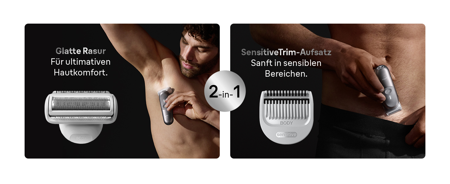 Тример для тіла та інтимних зон Braun Bodygroomer Series 7 BG7555, сірий — водонепроникний бездротовий чоловічий голений апарат з 8 насадками та чохлом