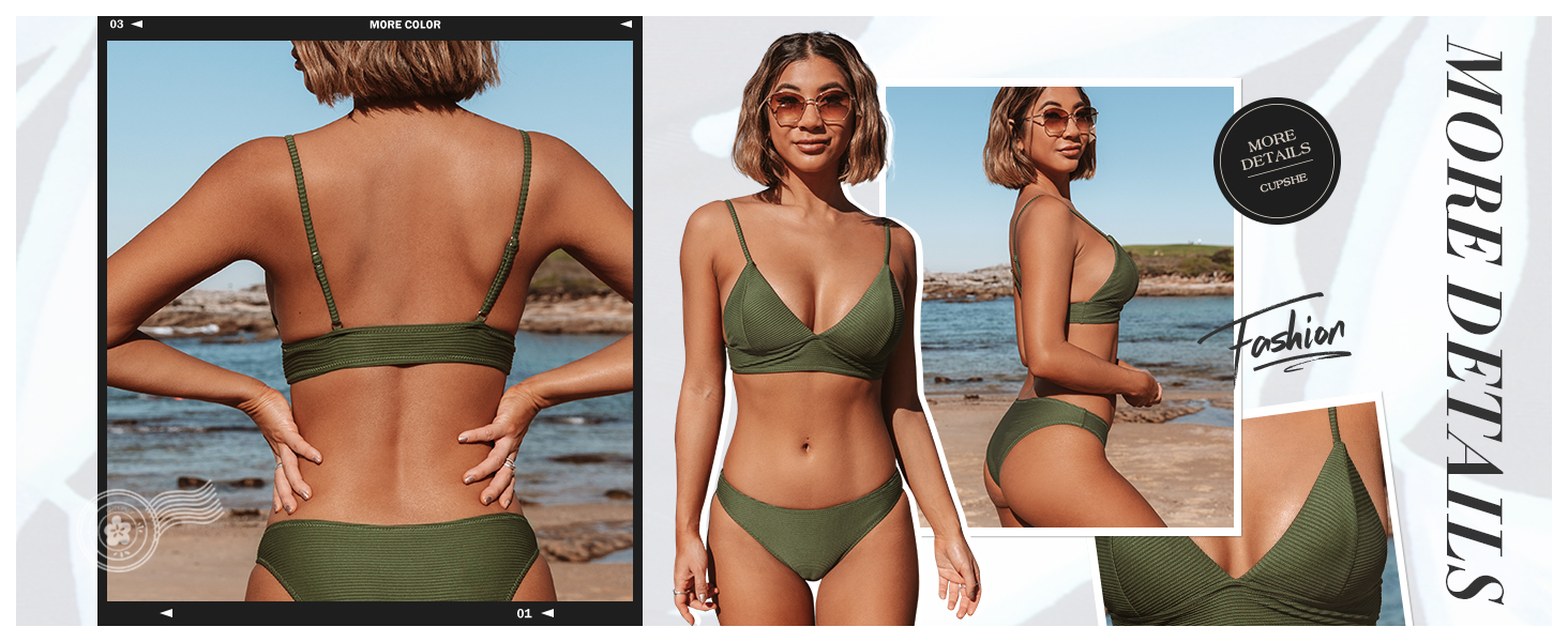 CUPSHE Купальник жіночий: двочастинний бікіні з високою талією, блакитний