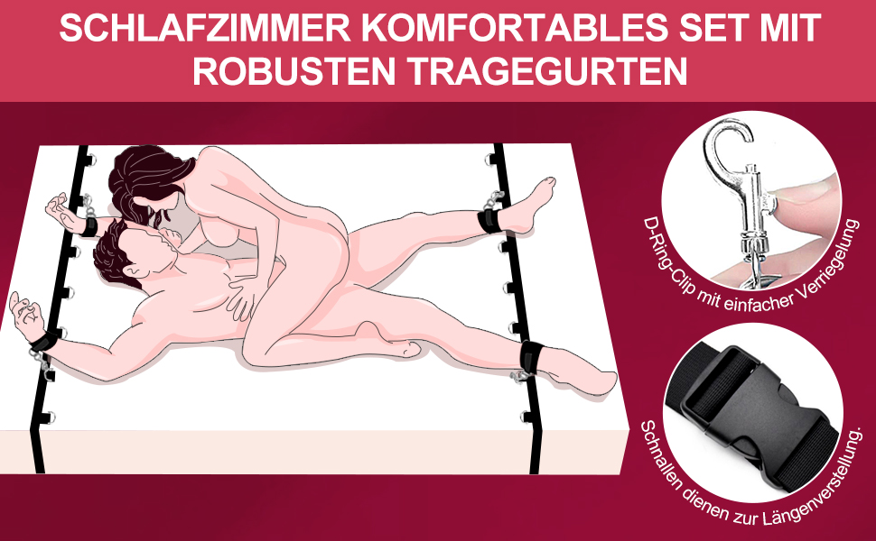 Набір для БДСМ Bett Fesseln: Фетіш-іграшки для пар з наручниками, кайданами, пов'язкою на очі та клямками. Стабільний набір для сексуальних ігор