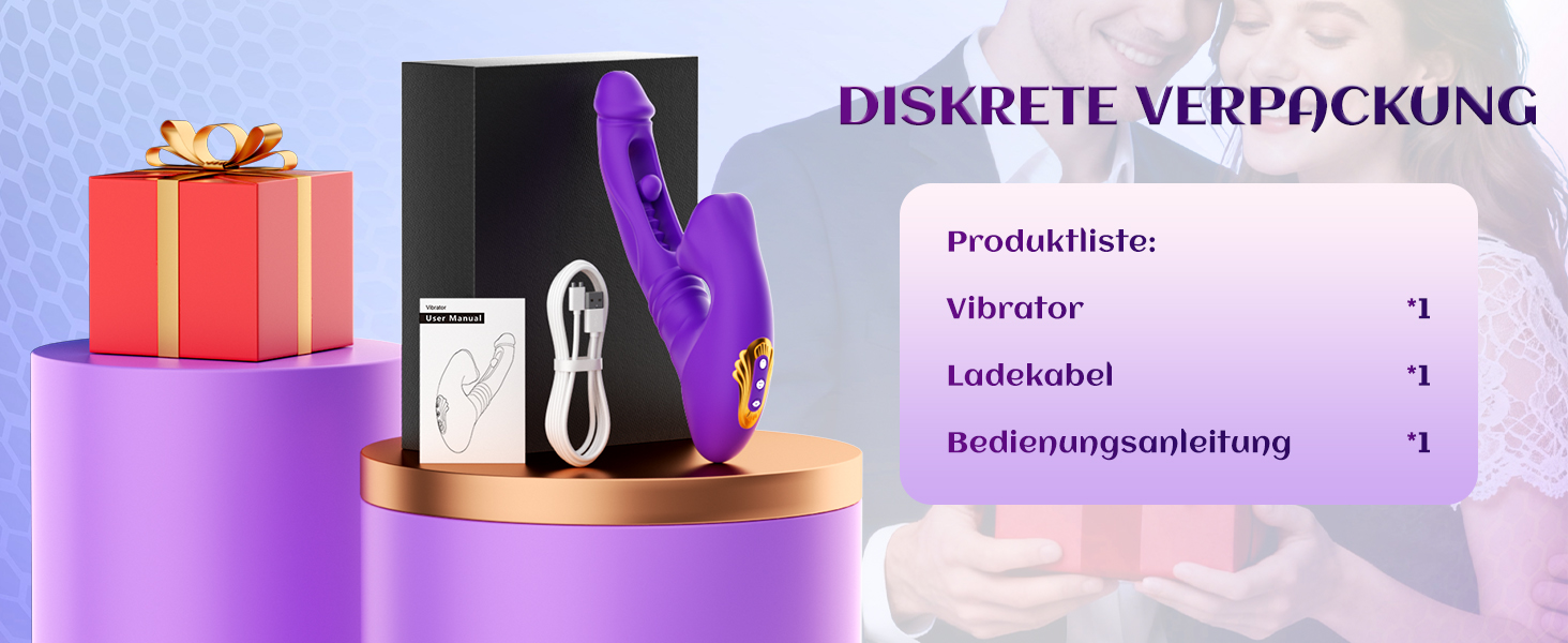 Вібратор для жінок Dildo з 7 режимами вібрації та стимуляції клітора, фіолетовий