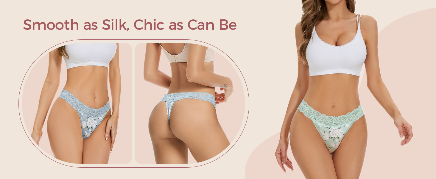 Танга жіночі бавовняні безшовні, мереживні, 5 шт. в наборі, колір кава