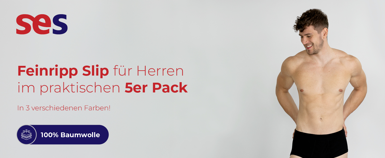 Чоловічі труси SES Feinripp, 5 шт. в упаковці, бавовна 100%, розмір S-4XL, білі