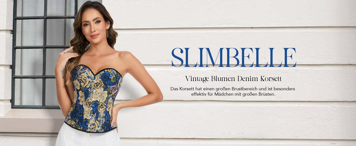 Корсет SLIMBELLE для жінок: корсет у стилі Ренесанс з квітковим принтом, повний бюст, топ-кроп, колір блакитно-рожевий, розмір S