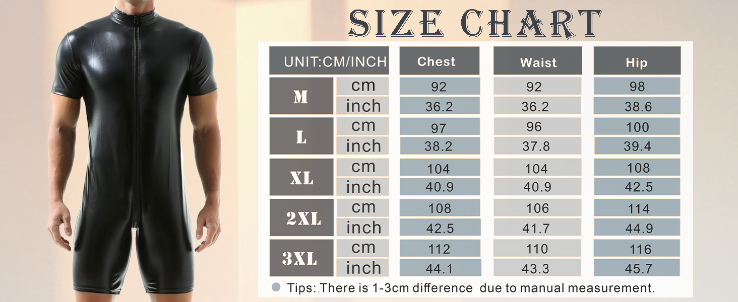 Чоловічі шорти QiaTi без рукавів з блискавкою, легінси з екошкіри, боді з двома кишенями для повсякденного та клубного стилю (XL, чорний)