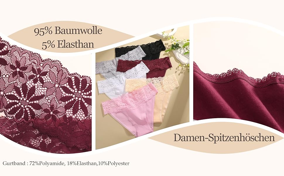 6-пакет жіночих трусиків: мереживо, бавовна, сексуальні, дихаючі, м'які, hipster, S-XL