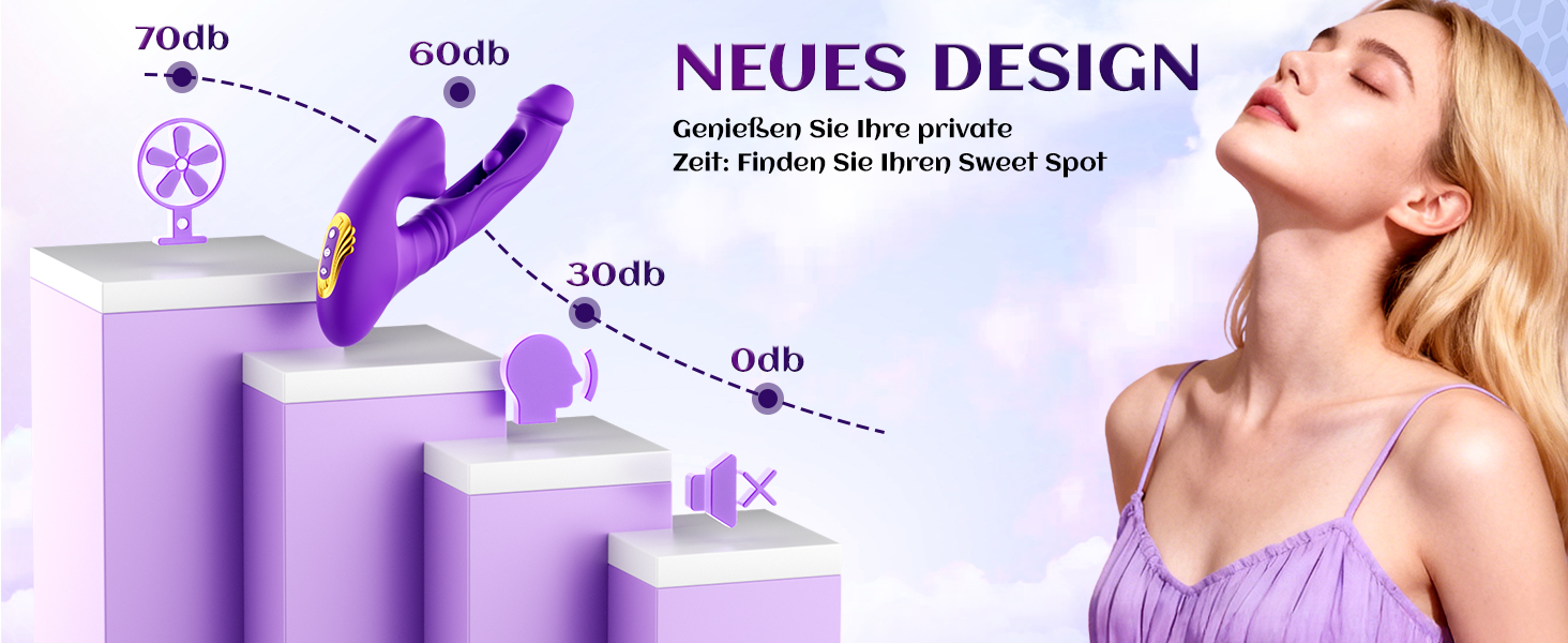 Вібратор для жінок Dildo з 7 режимами вібрації та стимуляції клітора, фіолетовий