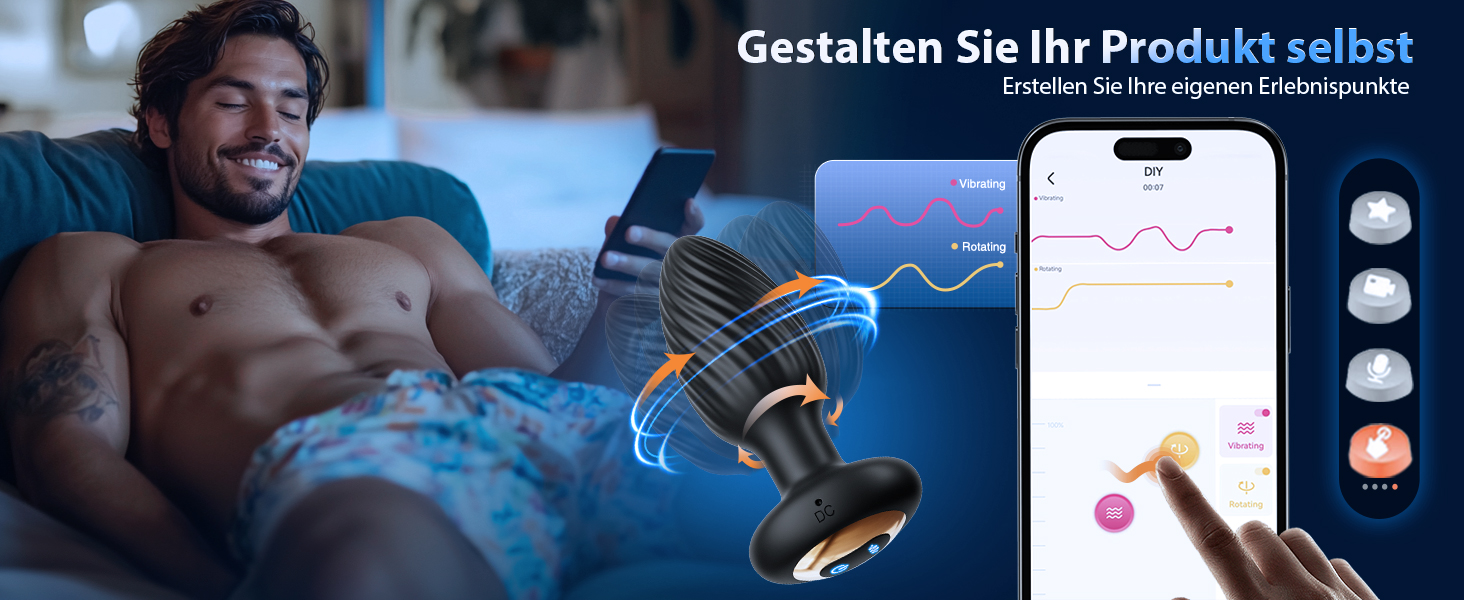 Анальні вібратори для жінок. Набір секс-іграшок з 7 режимами вібрації та обертання. Силіконовий butt plug для жінок та чоловіків.