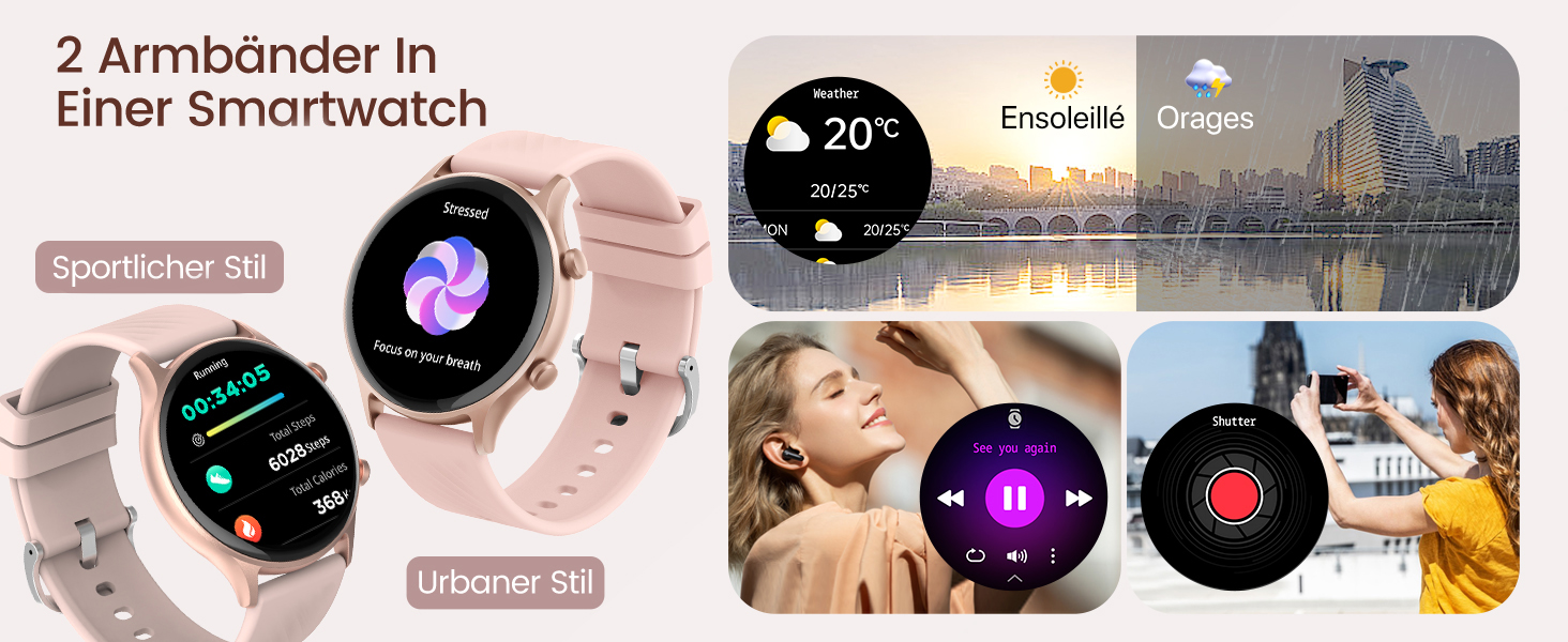 Смарт-годинник WalkerFit для жінок з Bluetooth-дзвінками, 1.39