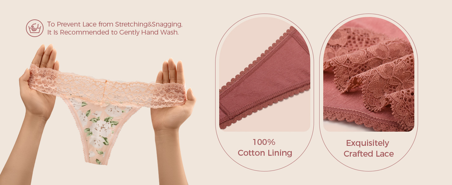 Танга жіночі бавовняні безшовні, мереживні, 5 шт. в наборі, колір кава