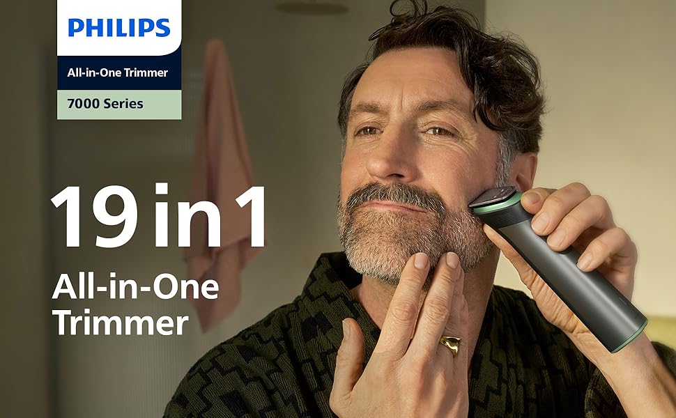 Тример Philips Multigroom 7000 MG7962/30 19-в-1 для обличчя, волосся та тіла, з самозатовчуваними лезами та 26 налаштуваннями довжини (0,5-20 мм)