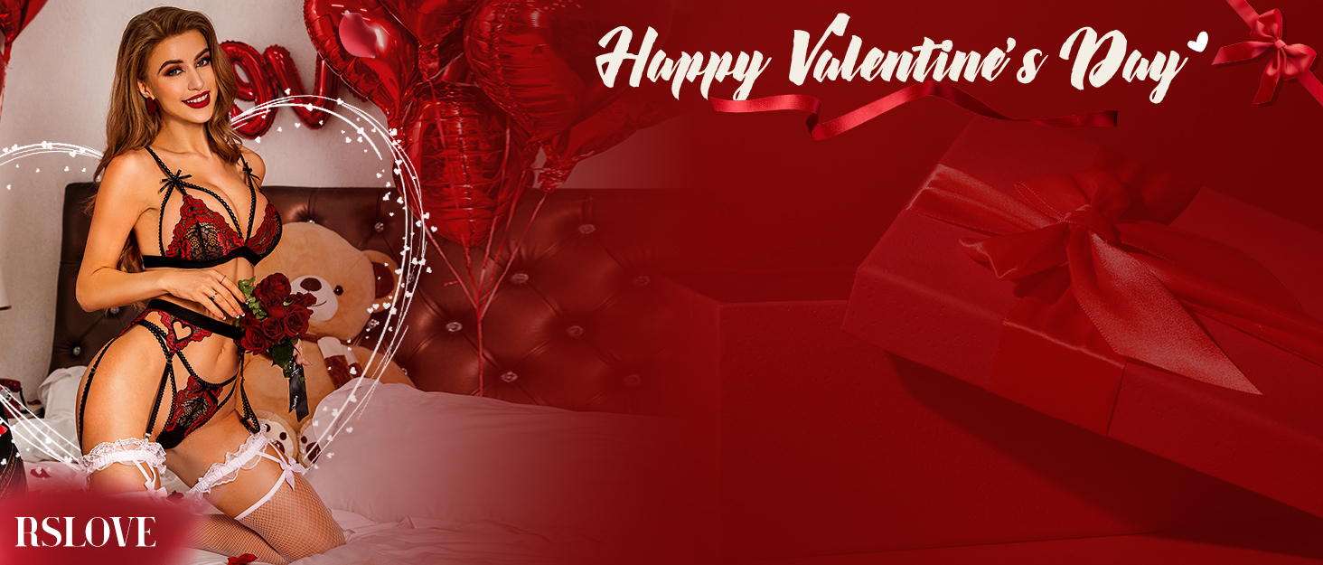 Жіночий комплект спідньої білизни RSLOVE, чорний та червоний, Remix Set