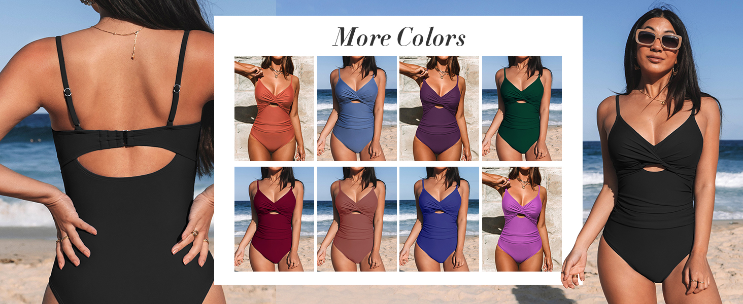 Купальник CUPSHE з V-подібним вирізом, ефект зав'язування, корегуючий, з декоративними вставками, суцільний, синій