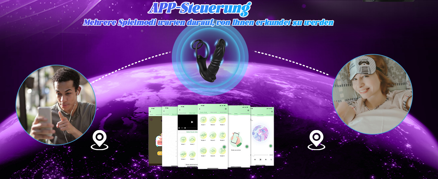 Анальні вібратори TDLPlus з 9 телескопічних та 9 режимів вібрації – ергономічний анальний дildo та анальний плагін для стимуляції простати, з подвійним кільцем для пеніса, секс-іграшки для чоловіків та пар