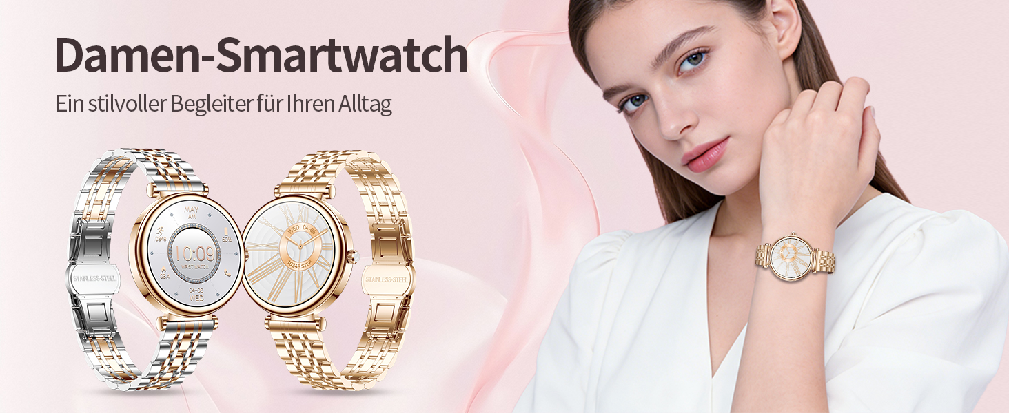 Смарт-годинник для жінок Rose Gold: водонепроникний фітнес-трекер з кольоровим екраном 1.27