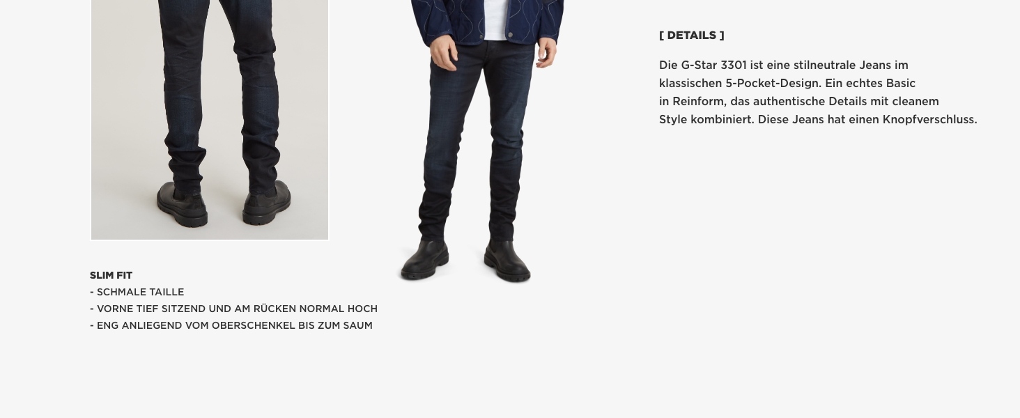 Чоловічі джинси G-Star RAW 3301 Slim Fit — вузькі сині джинси