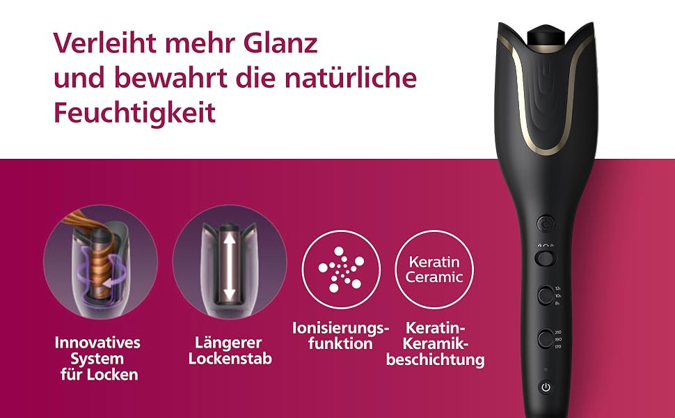 Автоматичний стайлер для кучерів Philips 8000 Series BHB876/00, 27 варіантів укладки, чорний