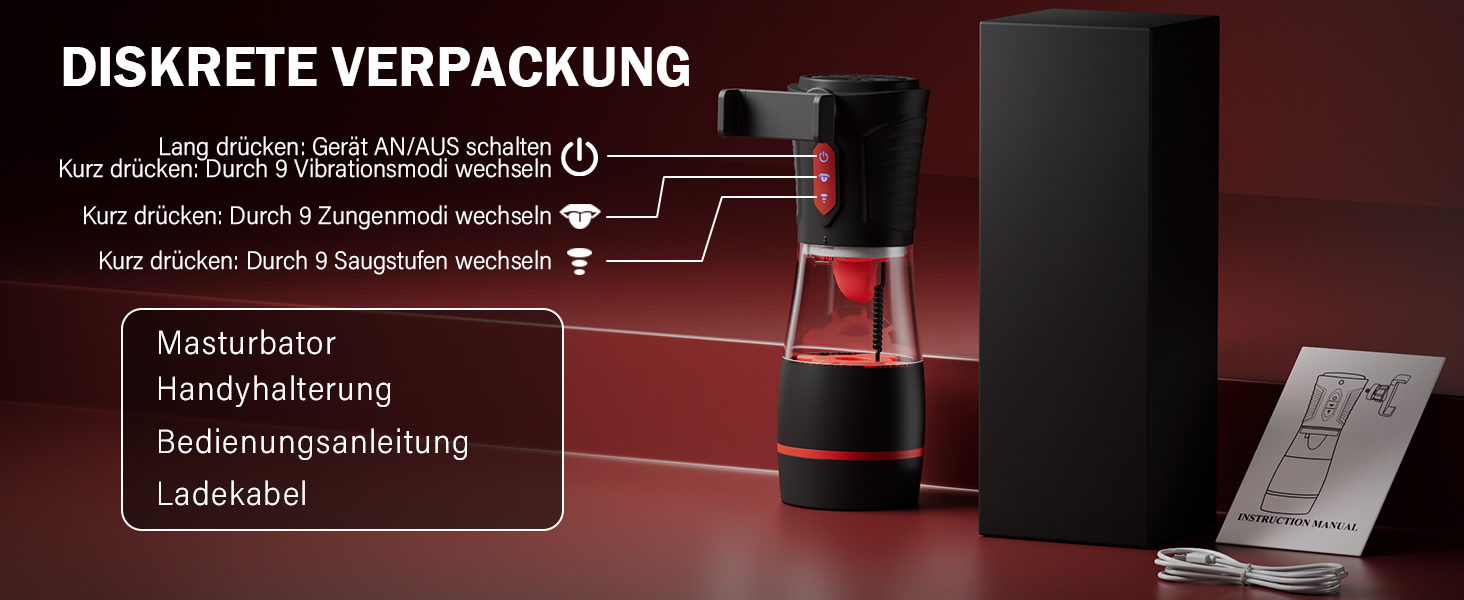 Електричний мастурбатор для чоловіків з 9 режимами лизання, 9 режимами всмоктування та 9 вібраціями. Іграшка для дорослих, підходить для пар та індивідуального використання