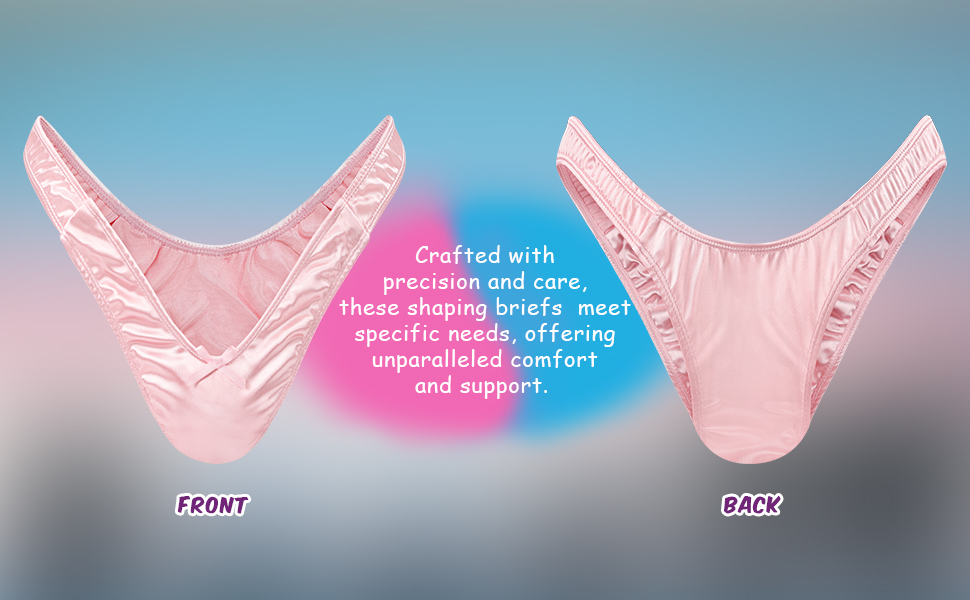 Танга-шорти LittleForBig з прихованим гафелем, гладкі шовкові, чорні - для кросдресерів та трансгендерних осіб