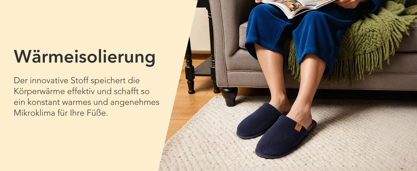 Чоловічі домашні капці VeraCosy з вельвету та ефектом пам'яті Memory Foam, дихаючі та м'які, розмір 44/45, чорні
